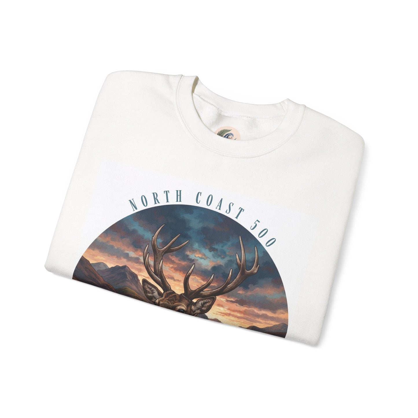 Crewneck Sweatshirt — 'Callum the Stag' North Coast 500 Scenic Deer Graphic