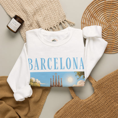 Barcelona Sagrada Família Crewneck Sweatshirt — Vintage Travel Graphic