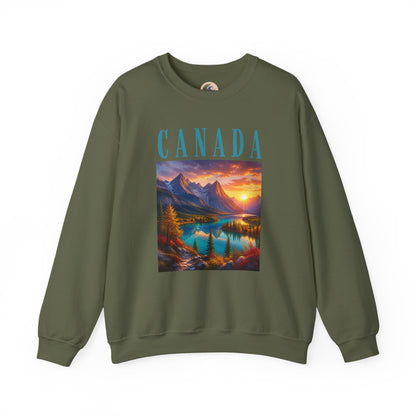 Canada Banff Scenic Crewneck Sweatshirt — Mountain Lake Sunset Graphic
