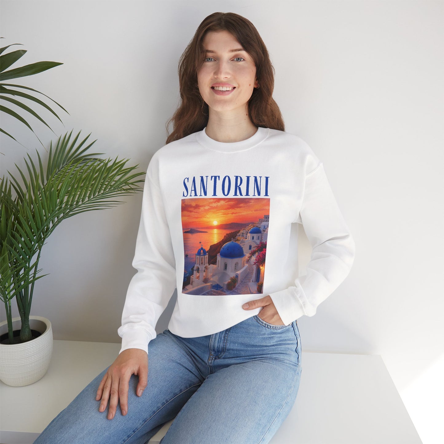 Santorini Sunset Sweatshirt — Greek Island Travel Crewneck