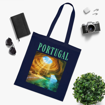 Portugal Benagil Cave Cotton Tote Bag – Scenic Travel Souvenir Tote