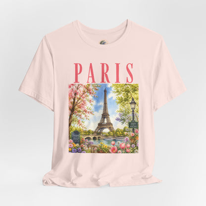 Paris Floral Eiffel Tower Tee — Vintage Romantic France T-Shirt