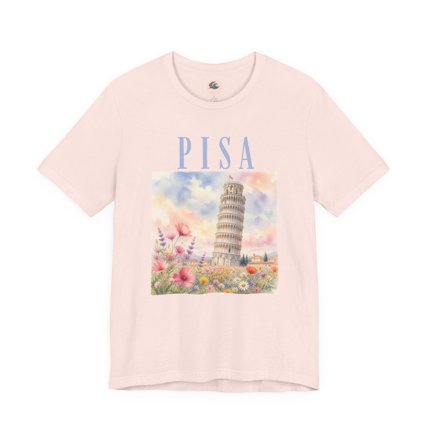 Pisa Floral Illustration T‑Shirt — Leaning Tower Travel Tee