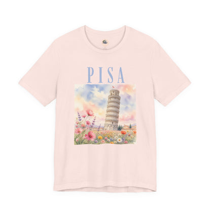 Pisa Floral Illustration T‑Shirt — Leaning Tower Travel Tee