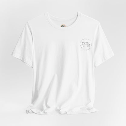 Vintage Camper Poop Graphic Tee — 'Adventure Awaits' Pocket T-Shirt
