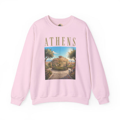 Athens Scenic Crewneck Sweatshirt — Vintage Greece Travel Pullover