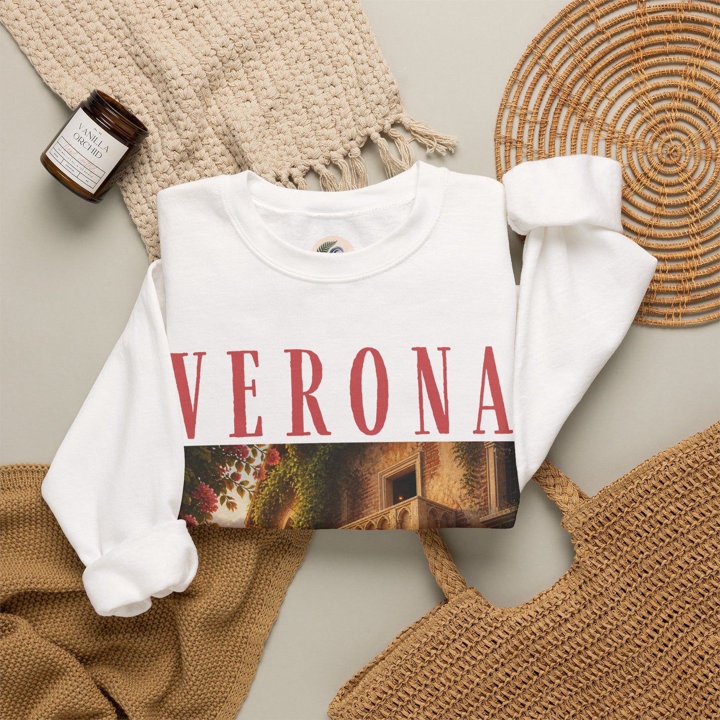 Verona Scenic Sweatshirt — Vintage Italian Balcony Graphic Crewneck