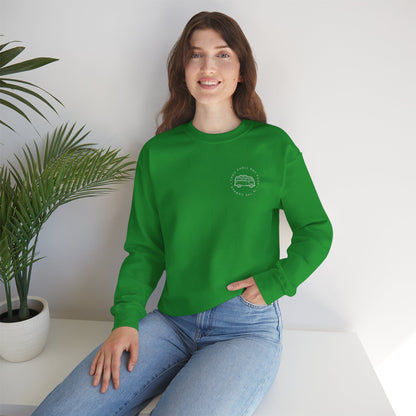 Cozy Camper Crewneck Sweatshirt — Van Life Humour Chest Graphic