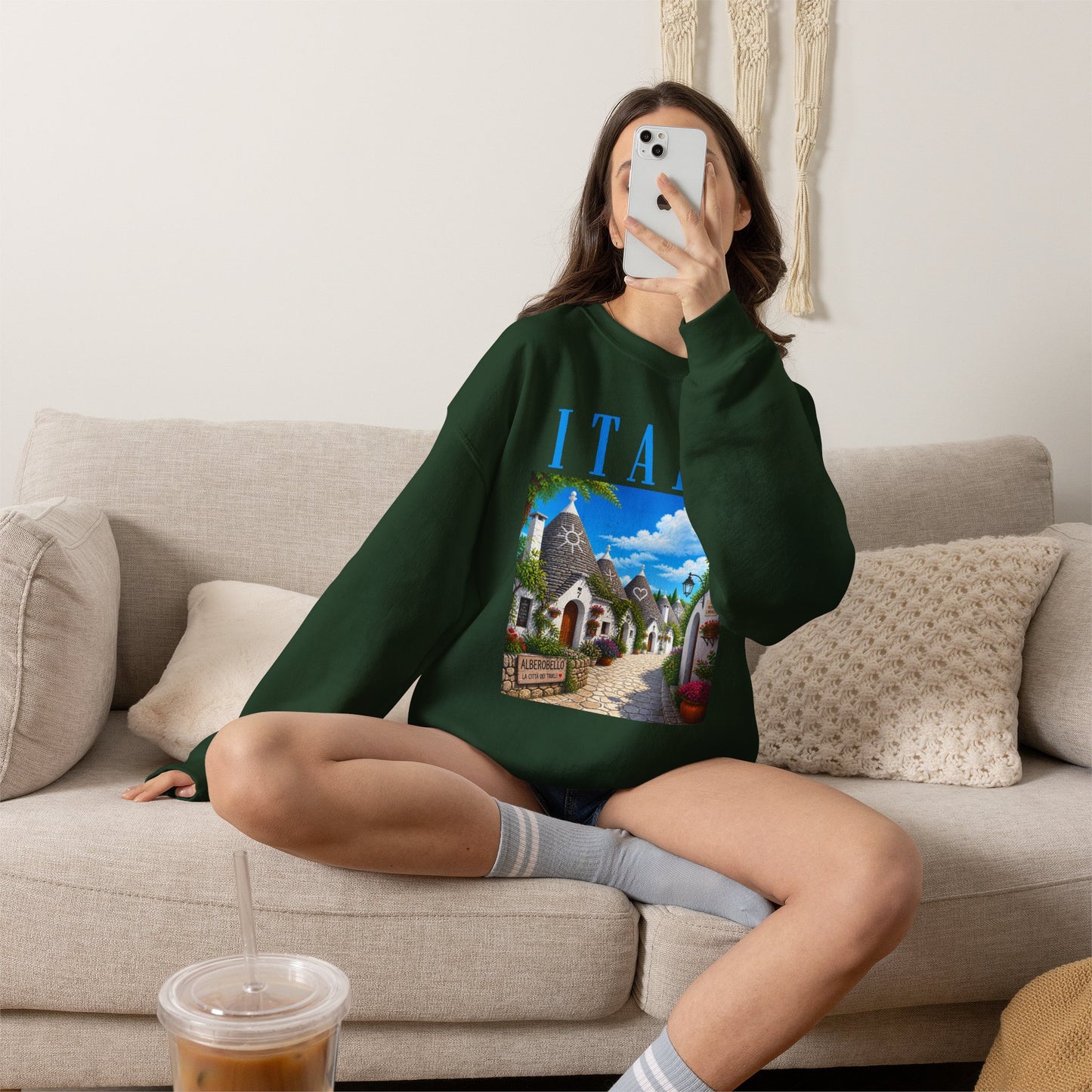 Italy Alberobello Scenic Sweatshirt — Trulli Village Travel Crewneck