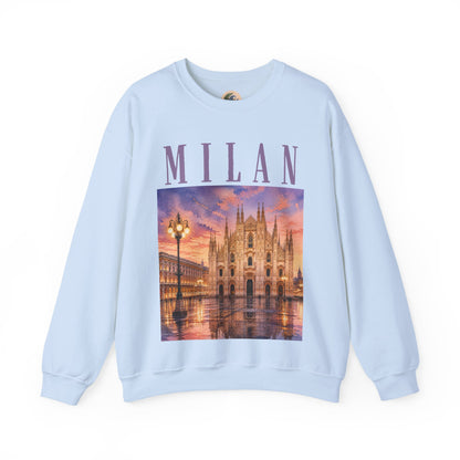 Milan Cathedral Crewneck Sweatshirt – Vintage Travel Cityscape