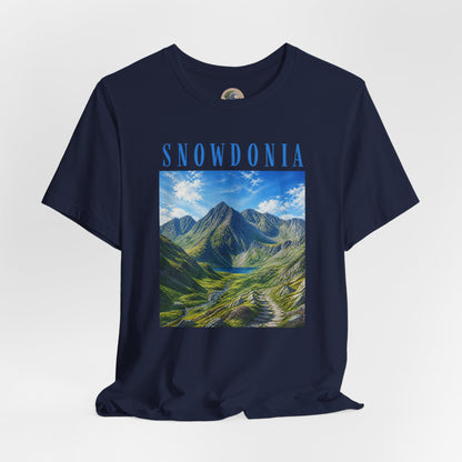 Glyderau Landscape T‑Shirt – Scenic 'SNOWDONIA' Mountain Graphic Tee