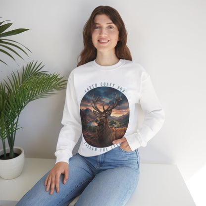 Crewneck Sweatshirt — 'Callum the Stag' North Coast 500 Scenic Deer Graphic