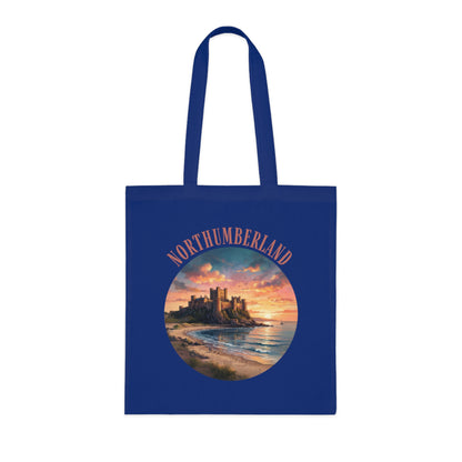 Northumberland Castle Sunset Tote Bag — Scenic Coastal Cotton Tote