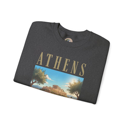 Athens Scenic Crewneck Sweatshirt — Vintage Greece Travel Pullover