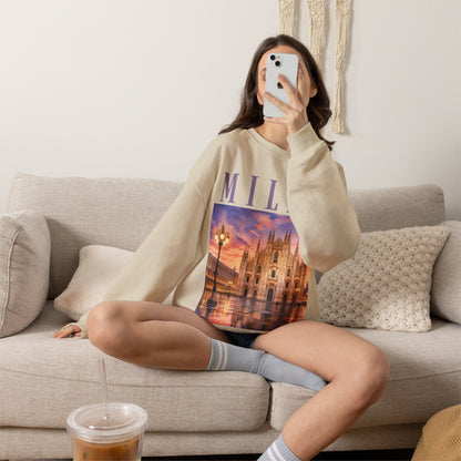 Milan Cathedral Crewneck Sweatshirt – Vintage Travel Cityscape