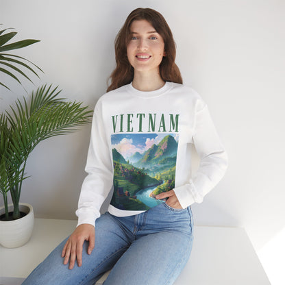 Vietnam Scenic Sweatshirt — Vintage Mountain River Travel Crewneck