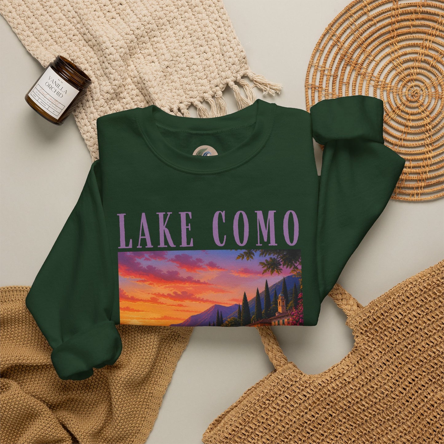 Lake Como Sunset Crewneck Sweatshirt