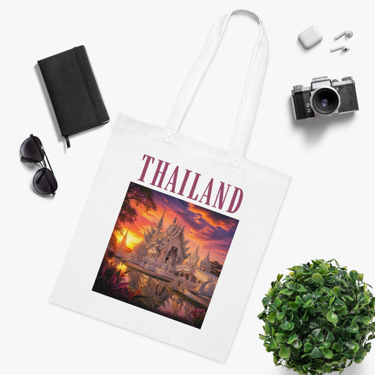 Thailand Sunset Temple Tote — Travel Souvenir Cotton Tote Bag