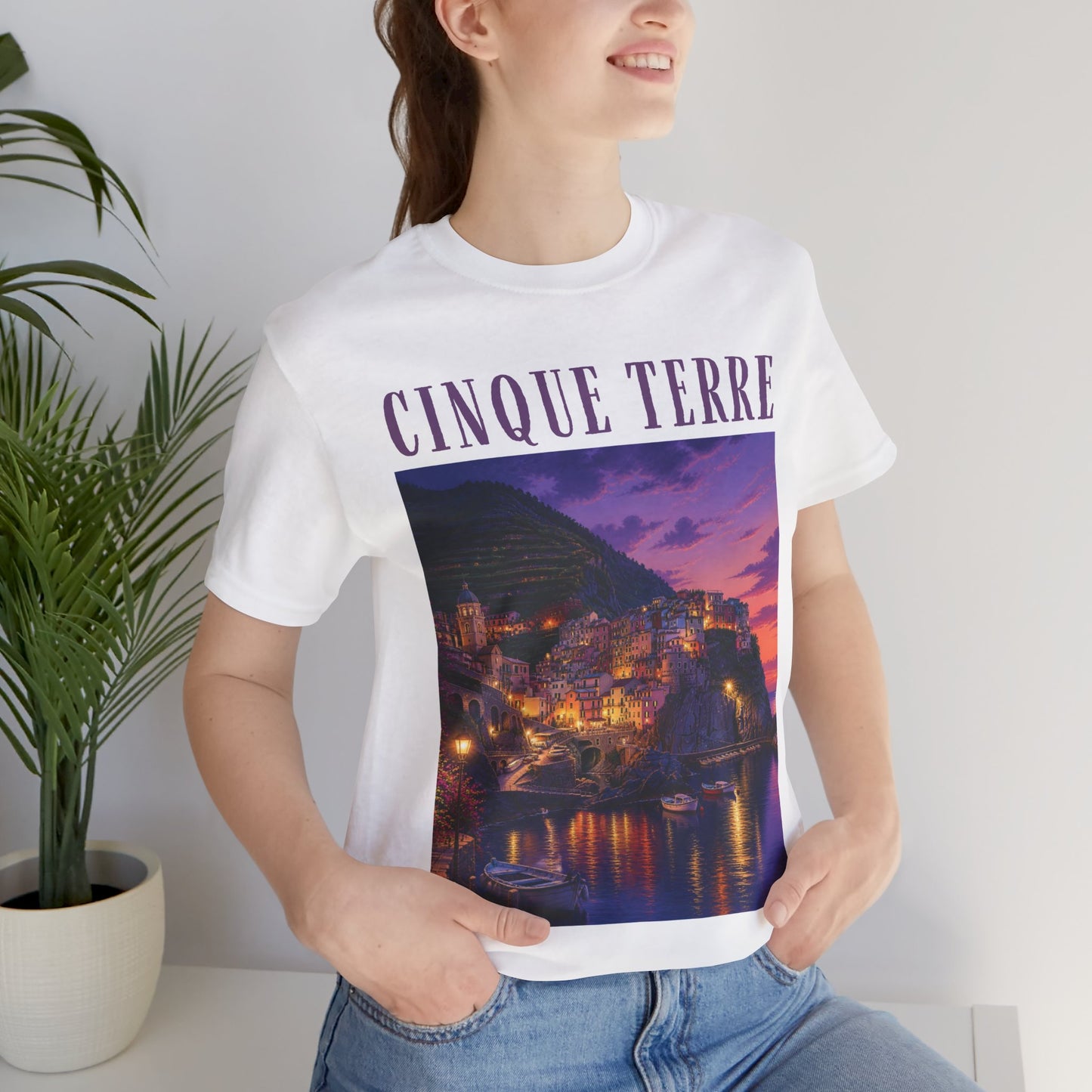 Cinque Terre Sunset Photo Tee — Italian Coastal Travel T-Shirt
