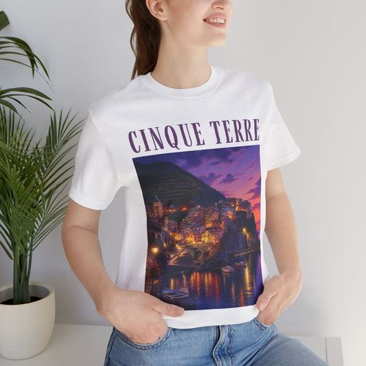 Cinque Terre Sunset Photo Tee — Italian Coastal Travel T-Shirt