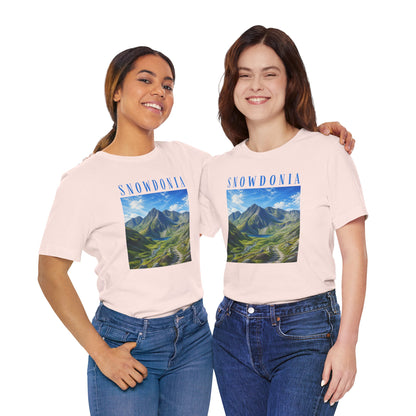 Glyderau Landscape T‑Shirt – Scenic 'SNOWDONIA' Mountain Graphic Tee