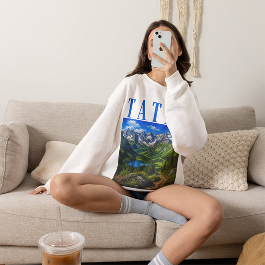 Tatra Mountain Crewneck Sweatshirt — Scenic Alpine Landscape Print