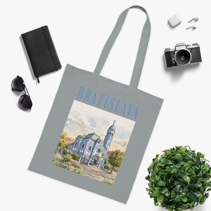 Bratislava Watercolor Cathedral Tote Bag – Travel Souvenir Cotton Shopper