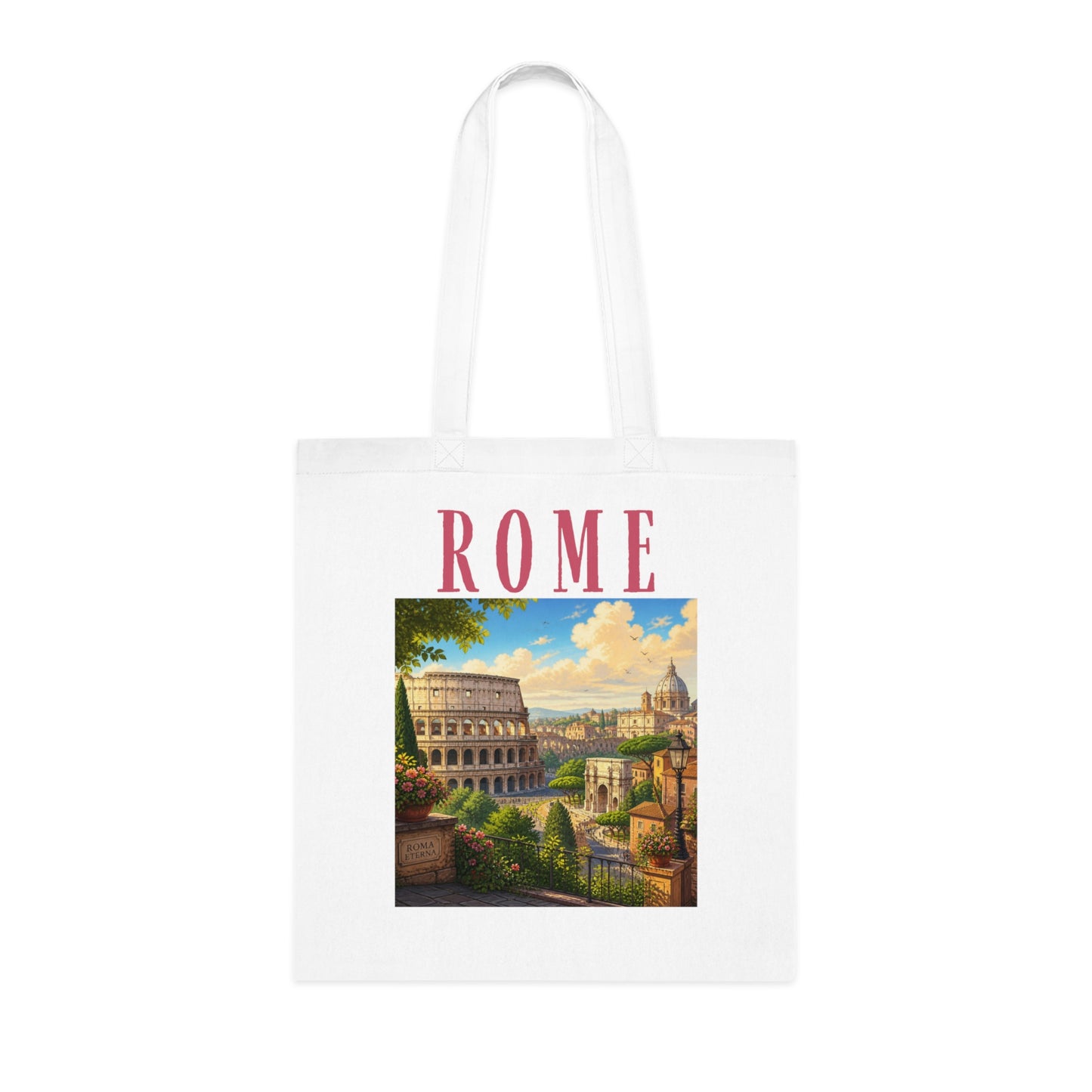 Rome Vintage Travel Tote Bag – Scenic Colosseum Cotton Shopper