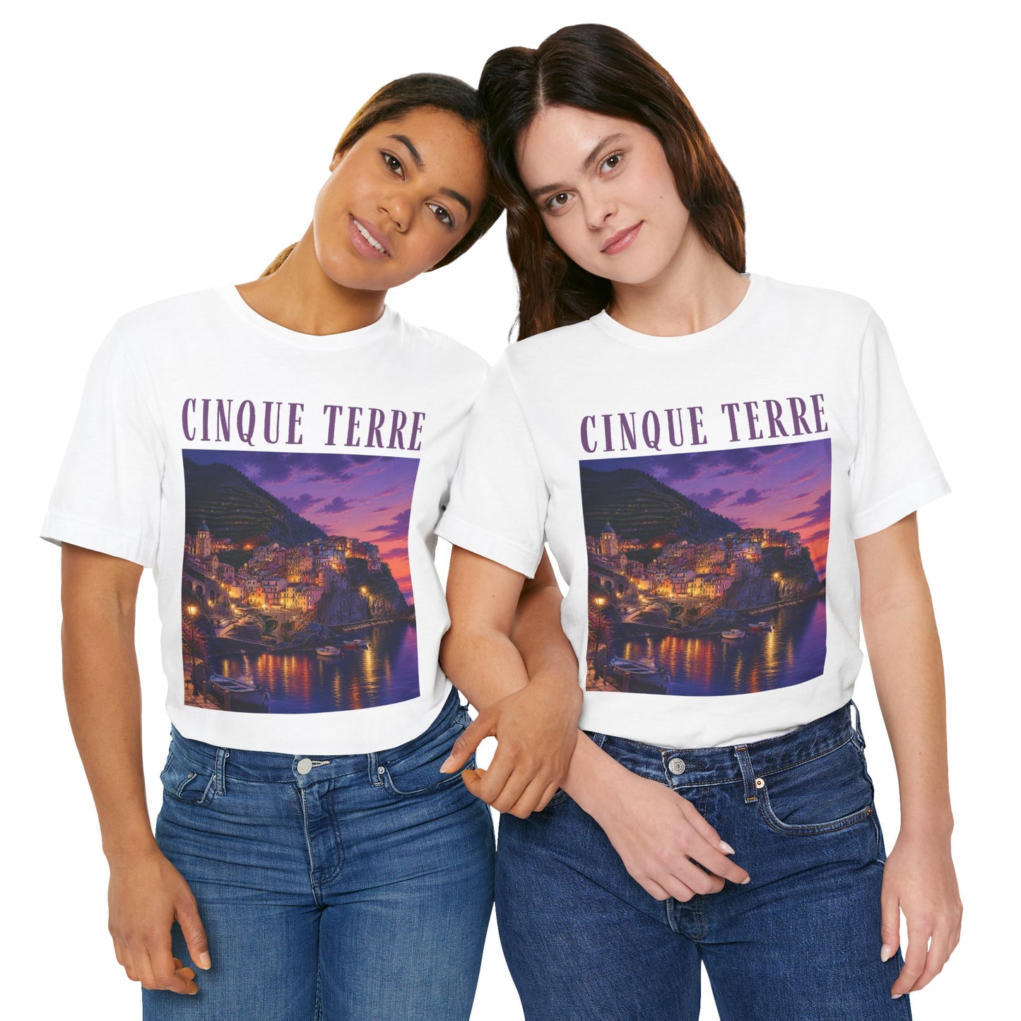 Cinque Terre Sunset Photo Tee — Italian Coastal Travel T-Shirt