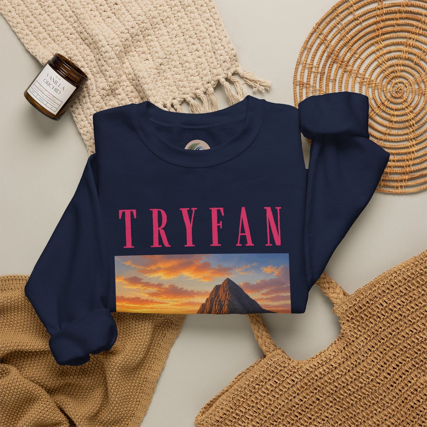 Tryfan Mountain Sweatshirt — Scenic Snowdonia Sunset Landscape Crewneck