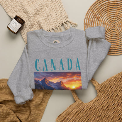 Canada Banff Scenic Crewneck Sweatshirt — Mountain Lake Sunset Graphic