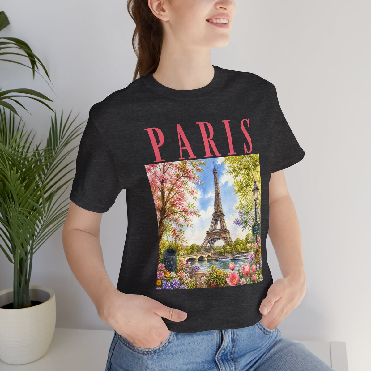 Paris Floral Eiffel Tower Tee — Vintage Romantic France T-Shirt