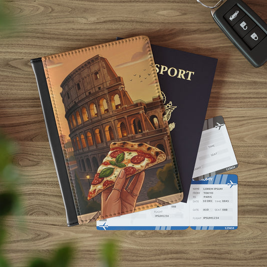 Italy Travel Passport Cover – Colosseum & Pizza Design