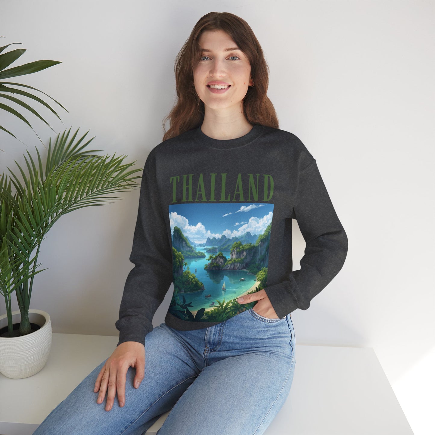 Thailand Scenic Crewneck Sweatshirt — Tropical Island Graphic Pullover
