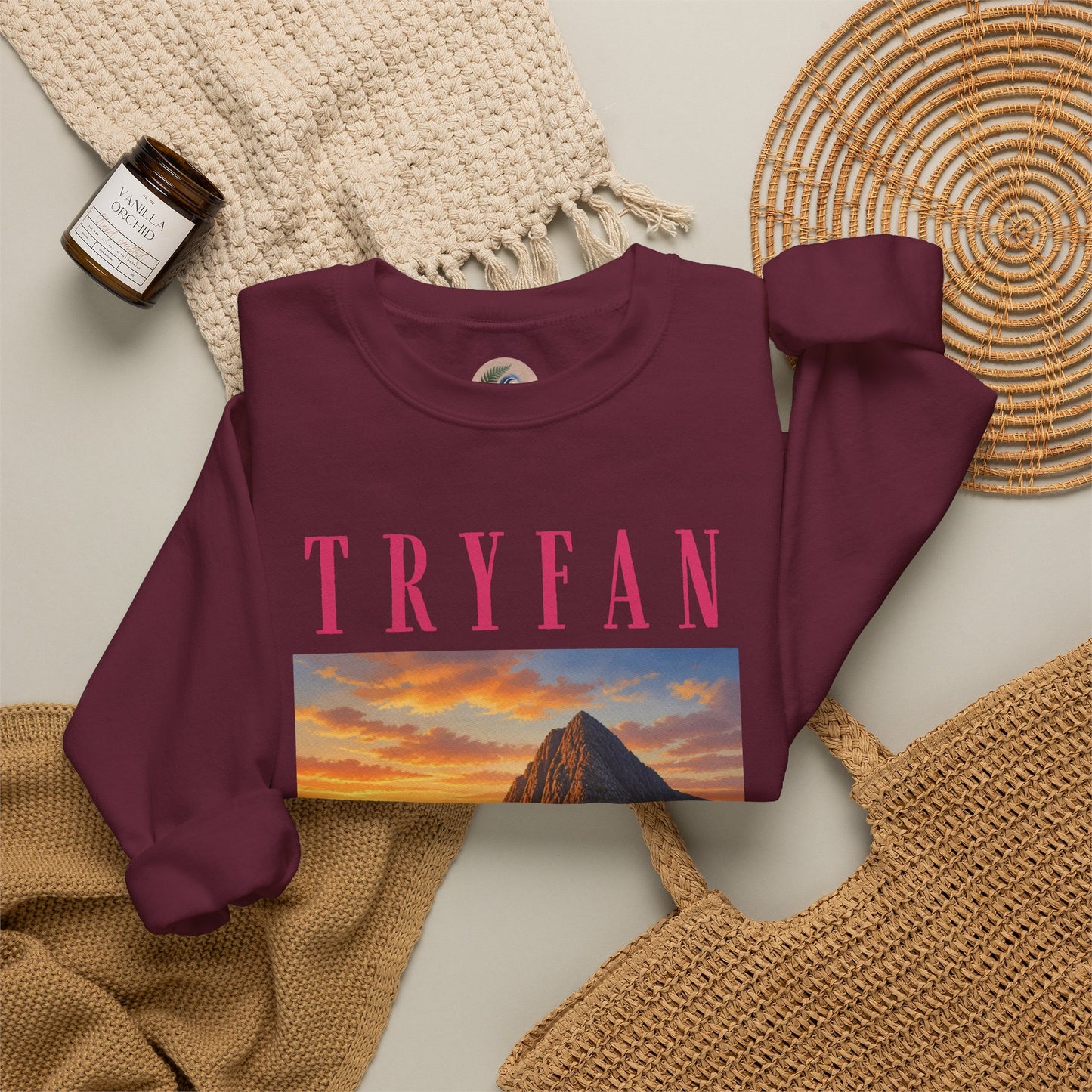 Tryfan Mountain Sweatshirt — Scenic Snowdonia Sunset Landscape Crewneck