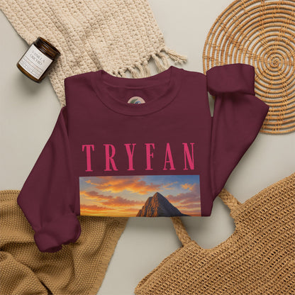 Tryfan Mountain Sweatshirt — Scenic Snowdonia Sunset Landscape Crewneck