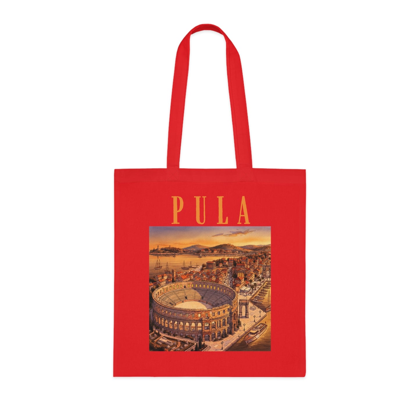 Pula Vintage Travel Tote - Retro Cityscape Cotton Bag