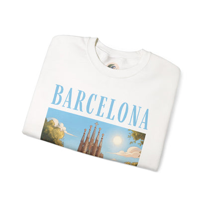Barcelona Sagrada Família Crewneck Sweatshirt — Vintage Travel Graphic