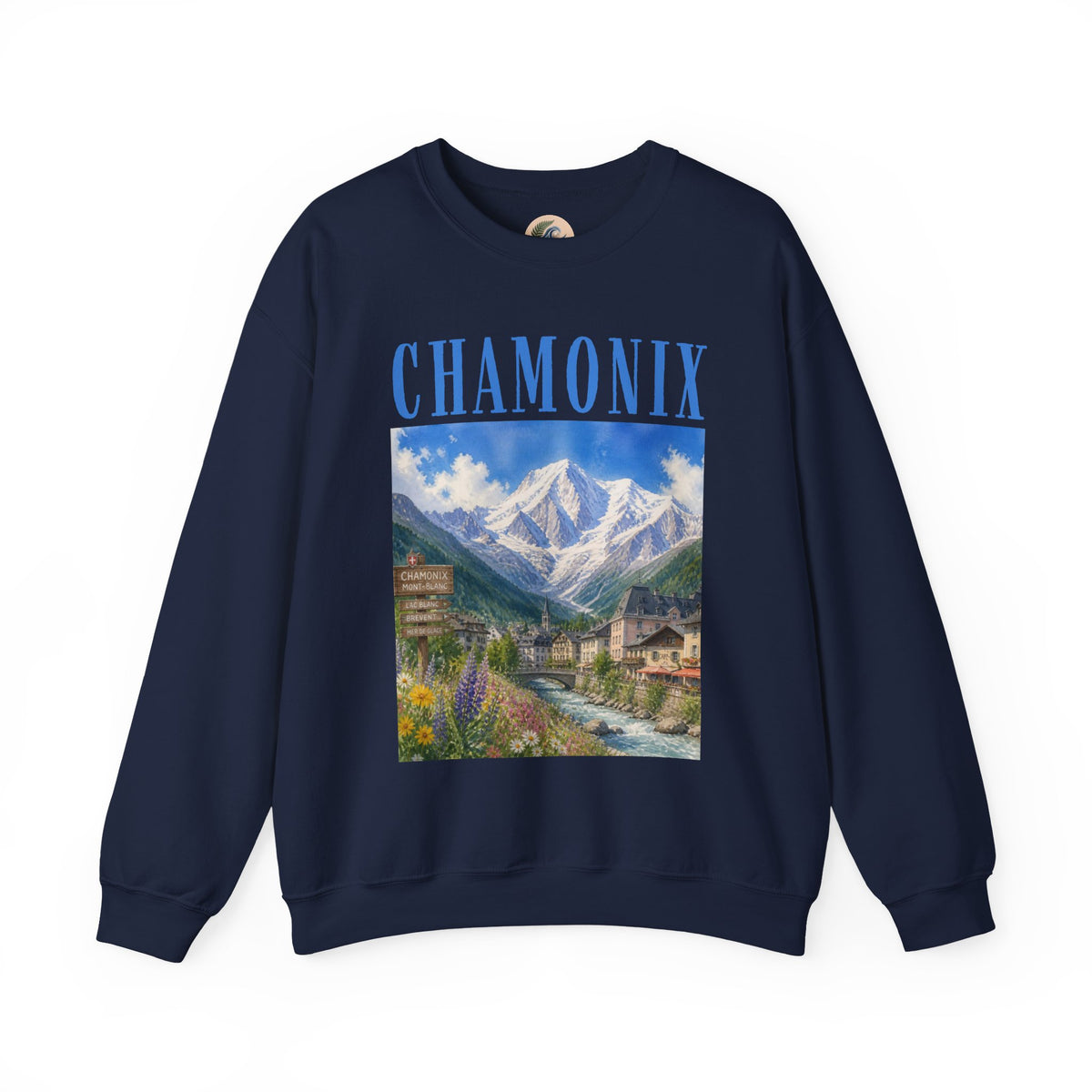 Chamonix Mountain Crewneck Sweatshirt — Alpine Scenic Graphic