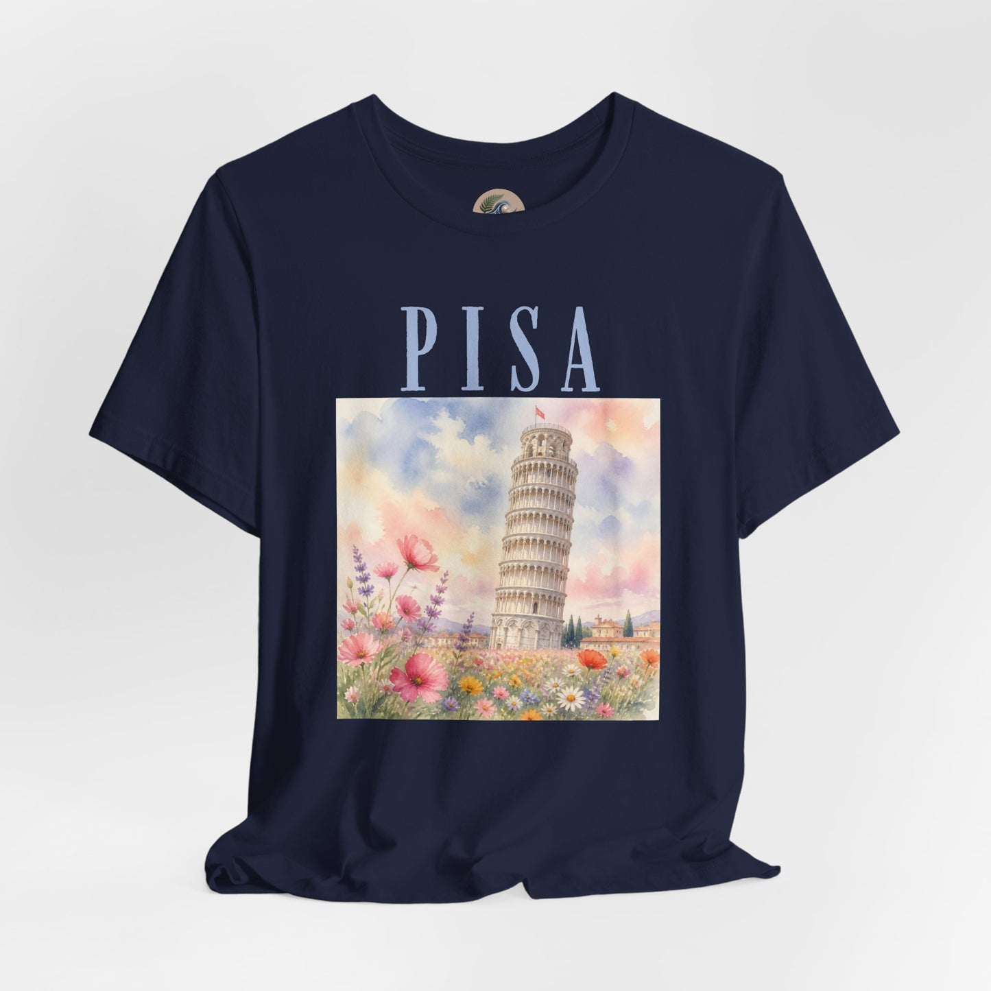 Pisa Floral Illustration T‑Shirt — Leaning Tower Travel Tee