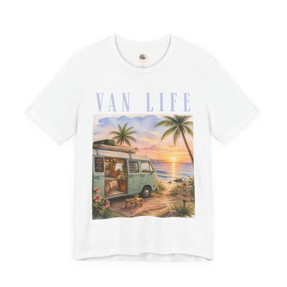 Van Life Beach T-Shirt — Retro Camper Sunset Graphic Tee