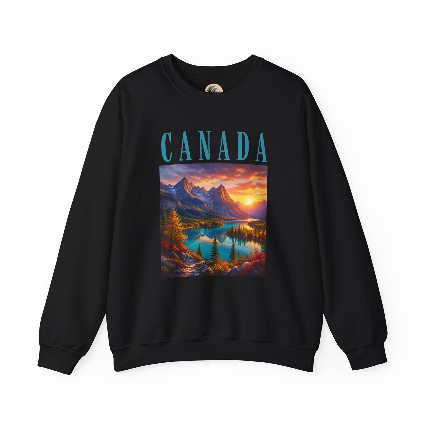Canada Banff Scenic Crewneck Sweatshirt — Mountain Lake Sunset Graphic