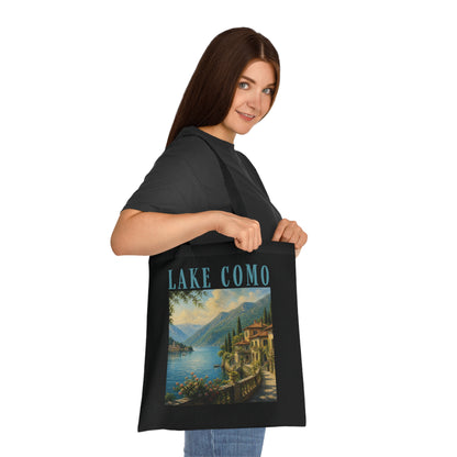 Lake Como Scenic Cotton Tote Bag – Vintage Travel Poster Design