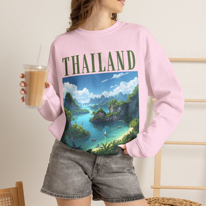 Thailand Scenic Crewneck Sweatshirt — Tropical Island Graphic Pullover
