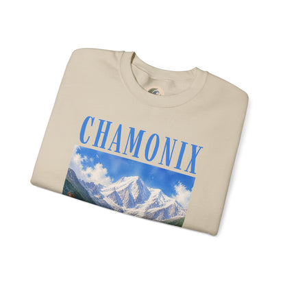 Chamonix Mountain Crewneck Sweatshirt — Alpine Scenic Graphic