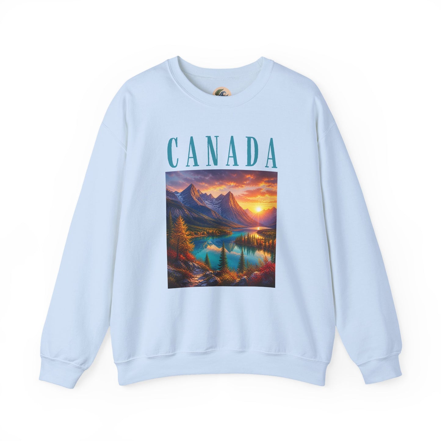 Canada Banff Scenic Crewneck Sweatshirt — Mountain Lake Sunset Graphic