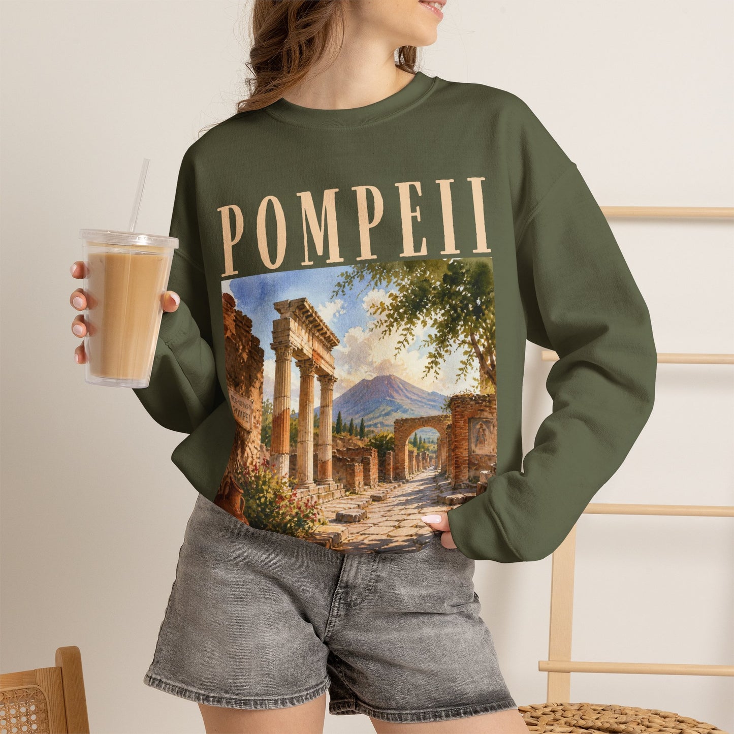 Pompeii Ruins Vintage Crewneck Sweatshirt