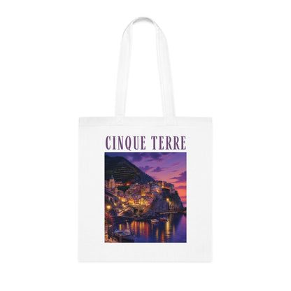 Cinque Terre Sunset Cotton Tote - Italian Coast Travel Beach Bag