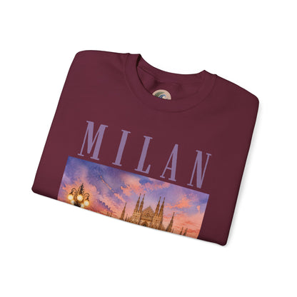 Milan Cathedral Crewneck Sweatshirt – Vintage Travel Cityscape