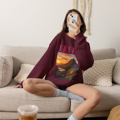 Tryfan Mountain Sweatshirt — Scenic Snowdonia Sunset Landscape Crewneck